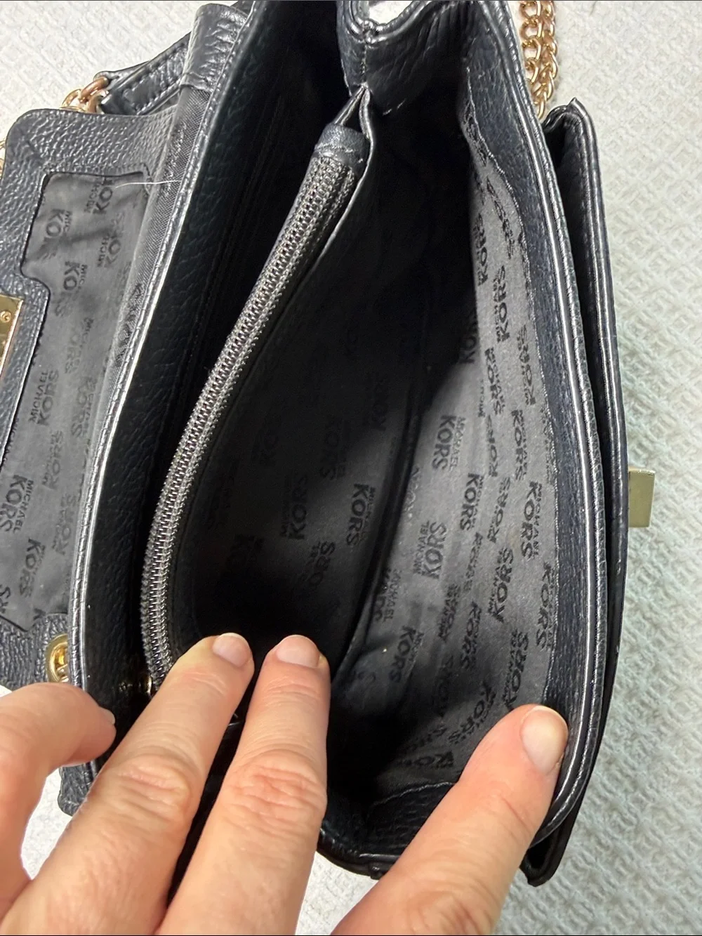 Michael Kors black pebbled leather shoulder or crossbody small bag